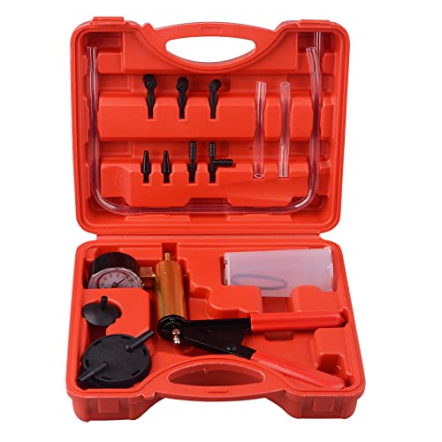 DAYUAN Vacuum Pump Brake Pump Tester Set Vacuum Gauge and Brake Bleeder Kit for Car with Adapters Housing Metal Handle