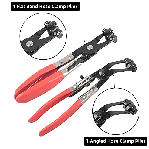 9pcs Automotive Wire Long Reach Hose Clamp Pliers Set Fuel Oil Water Hose Auto Tools Red